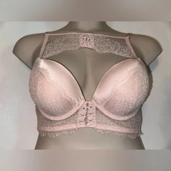Victoria's Secret VERY SEXY High-neck Lace-up Push-Up Bra Pink Sexy 34D #1330 - Picture 3 of 10